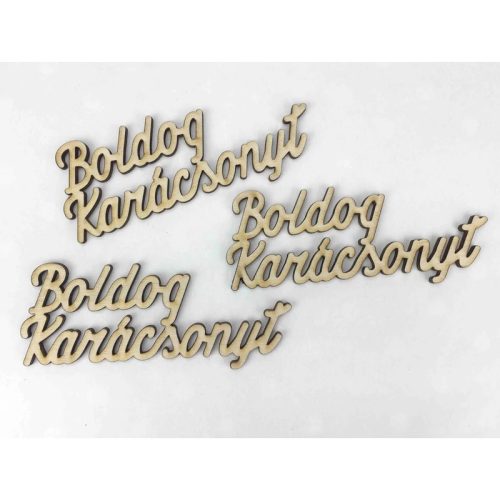 Fa felirat natúr - Boldog Karácsonyt 10cm