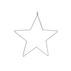 Akasztós fém csillag 38 cm ezüst