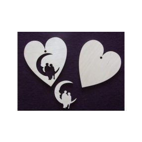   Fa alap - szív 160x200x3 mm holdon ülő pár 1 szett/csomag