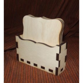   Poháralátét - Tartó 11,5x4,2x6,4 cm 6 mm falapból, 6 db szögletes alátét 10x10 cm 3 mm lapból 