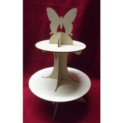   Emeletes muffintartó pillangós díszítéssel - kb. 24x24x37,5 cm