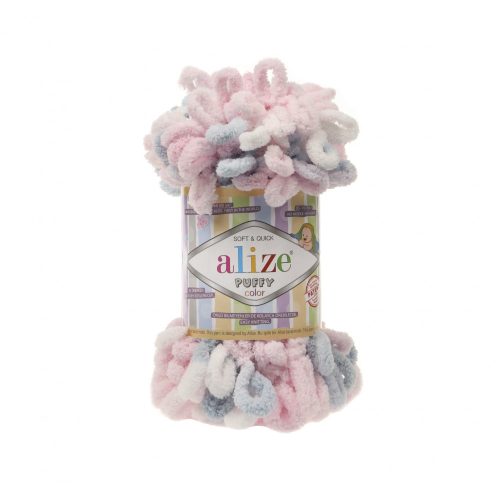Alize Puffy Color fonal 100 g - 5864 halványrózsa, világoskék