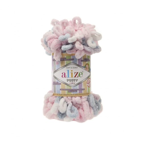 Alize Puffy Color fonal 100 g - 5864 halványrózsa, világoskék